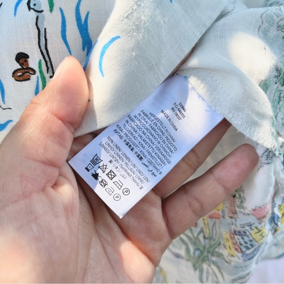 BODEN | CLEO LINEN TIE WAIST DRESS IN IVORY AMALFI COAST PRINT SIZE 6 - Picture 8 of 10